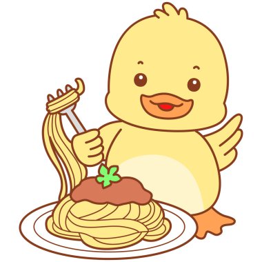 Şirin ördek vektör ikonu. Komik bebek ördek hayvan serisi örnekleri. Yumuşak Ördek Tasarımları Hayatı.