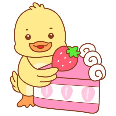 Şirin ördek vektör ikonu. Komik bebek ördek hayvan serisi örnekleri. Yumuşak Ördek Tasarımları Hayatı.