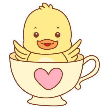 Şirin ördek vektör ikonu. Komik bebek ördek hayvan serisi örnekleri. Yumuşak Ördek Tasarımları Hayatı.