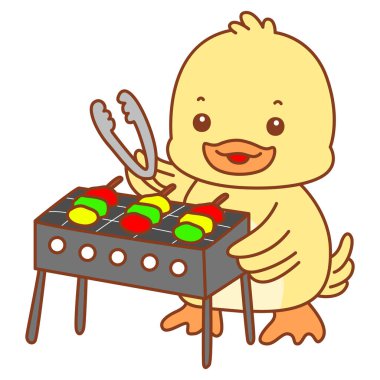 Şirin ördek vektör ikonu. Komik bebek ördek hayvan serisi örnekleri. Yumuşak Ördek Tasarımları Hayatı.