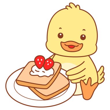 Şirin ördek vektör ikonu. Komik bebek ördek hayvan serisi örnekleri. Yumuşak Ördek Tasarımları Hayatı.