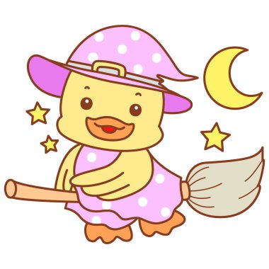 Şirin ördek vektör ikonu. Komik bebek ördek hayvan serisi örnekleri. Yumuşak Ördek Tasarımları Hayatı.