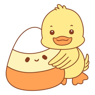 Şirin ördek vektör ikonu. Komik bebek ördek hayvan serisi örnekleri. Yumuşak Ördek Tasarımları Hayatı.