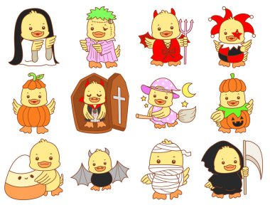 Şirin ördek vektör ikonu. Komik bebek ördek hayvan serisi örnekleri. Yumuşak Ördek Tasarımları Hayatı.