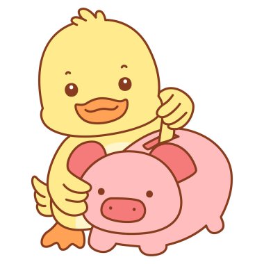 Şirin ördek vektör ikonu. Komik bebek ördek hayvan serisi örnekleri. Yumuşak Ördek Tasarımları Hayatı.