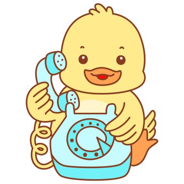 Şirin ördek vektör ikonu. Komik bebek ördek hayvan serisi örnekleri. Yumuşak Ördek Tasarımları Hayatı.