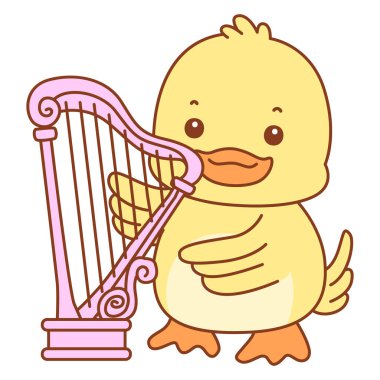 Şirin ördek vektör ikonu. Komik bebek ördek hayvan serisi örnekleri. Yumuşak Ördek Tasarımları Hayatı.