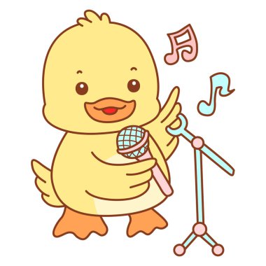 Şirin ördek vektör ikonu. Komik bebek ördek hayvan serisi örnekleri. Yumuşak Ördek Tasarımları Hayatı.