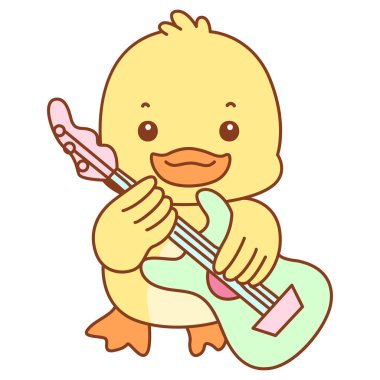 Şirin ördek vektör ikonu. Komik bebek ördek hayvan serisi örnekleri. Yumuşak Ördek Tasarımları Hayatı.