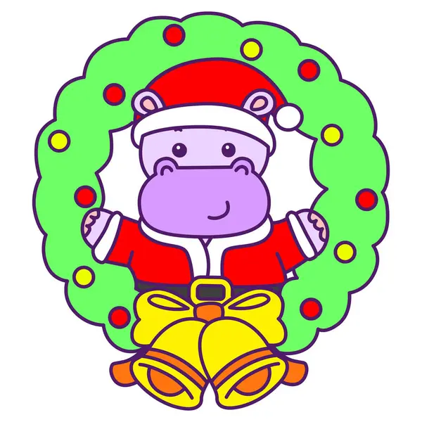 Tatlı su aygırı vektör ikonu. Komik bebek su aygırı hayvan serisi illüstrasyonu. Kabarık su aygırlarının hayatı.