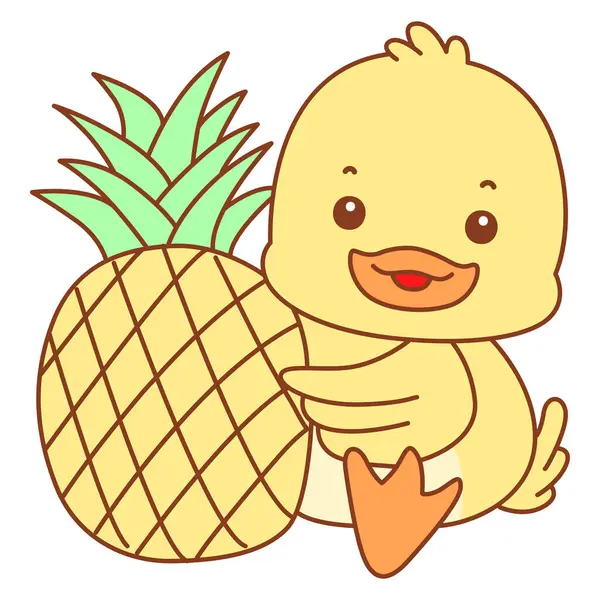 Şirin ördek vektör ikonu. Komik bebek ördek hayvan serisi örnekleri. Yumuşak Ördek Tasarımları Hayatı.