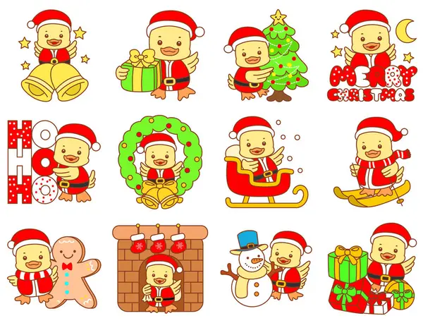 Şirin ördek vektör ikonu. Komik bebek ördek hayvan serisi örnekleri. Yumuşak Ördek Tasarımları Hayatı.