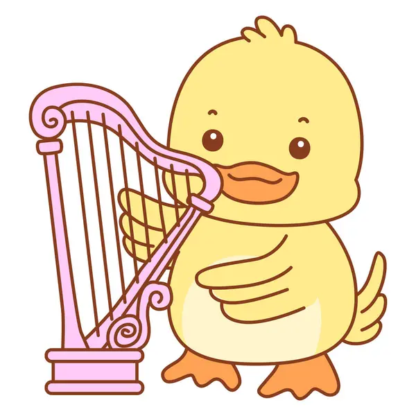 Şirin ördek vektör ikonu. Komik bebek ördek hayvan serisi örnekleri. Yumuşak Ördek Tasarımları Hayatı.