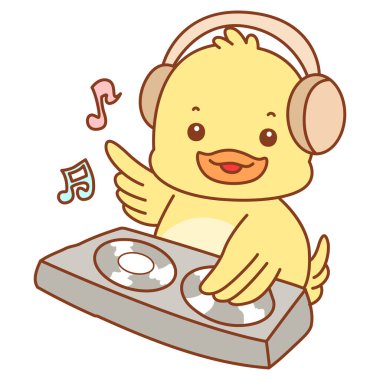 Şirin ördek vektör ikonu. Komik bebek ördek hayvan serisi örnekleri. Yumuşak Ördek Tasarımları Hayatı.