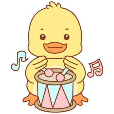 Şirin ördek vektör ikonu. Komik bebek ördek hayvan serisi örnekleri. Yumuşak Ördek Tasarımları Hayatı.