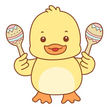 Şirin ördek vektör ikonu. Komik bebek ördek hayvan serisi örnekleri. Yumuşak Ördek Tasarımları Hayatı.