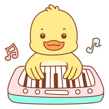 Şirin ördek vektör ikonu. Komik bebek ördek hayvan serisi örnekleri. Yumuşak Ördek Tasarımları Hayatı.