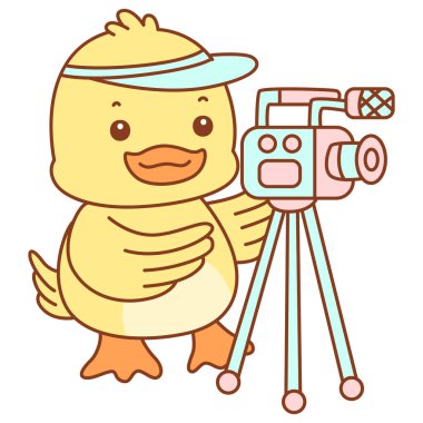 Şirin ördek vektör ikonu. Komik bebek ördek hayvan serisi örnekleri. Yumuşak Ördek Tasarımları Hayatı.