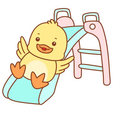 Şirin ördek vektör ikonu. Komik bebek ördek hayvan serisi örnekleri. Yumuşak Ördek Tasarımları Hayatı.