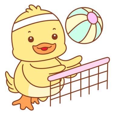 Şirin ördek vektör ikonu. Komik bebek ördek hayvan serisi örnekleri. Yumuşak Ördek Tasarımları Hayatı.