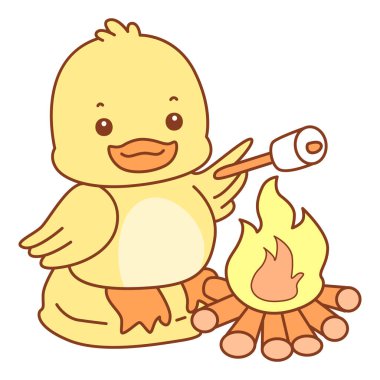 Şirin ördek vektör ikonu. Komik bebek ördek hayvan serisi örnekleri. Yumuşak Ördek Tasarımları Hayatı.