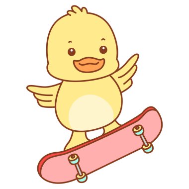 Şirin ördek vektör ikonu. Komik bebek ördek hayvan serisi örnekleri. Yumuşak Ördek Tasarımları Hayatı.