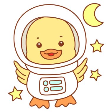 Şirin ördek vektör ikonu. Komik bebek ördek hayvan serisi örnekleri. Yumuşak Ördek Tasarımları Hayatı.