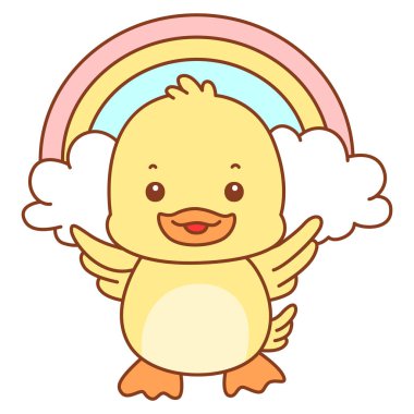 Şirin ördek vektör ikonu. Komik bebek ördek hayvan serisi örnekleri. Yumuşak Ördek Tasarımları Hayatı.