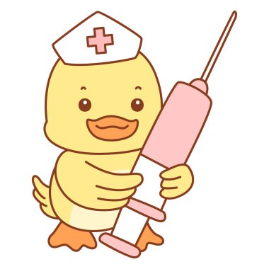 Şirin ördek vektör ikonu. Komik bebek ördek hayvan serisi örnekleri. Yumuşak Ördek Tasarımları Hayatı.