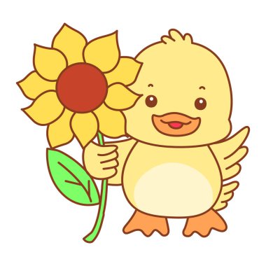 Şirin ördek vektör ikonu. Komik bebek ördek hayvan serisi örnekleri. Yumuşak Ördek Tasarımları Hayatı.