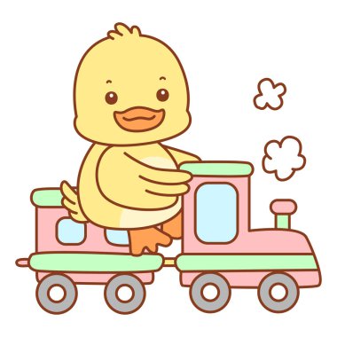 Şirin ördek vektör ikonu. Komik bebek ördek hayvan serisi örnekleri. Yumuşak Ördek Tasarımları Hayatı.