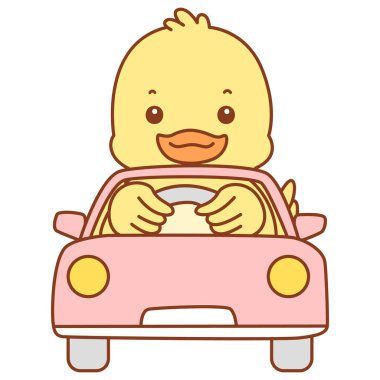 Şirin ördek vektör ikonu. Komik bebek ördek hayvan serisi örnekleri. Yumuşak Ördek Tasarımları Hayatı.