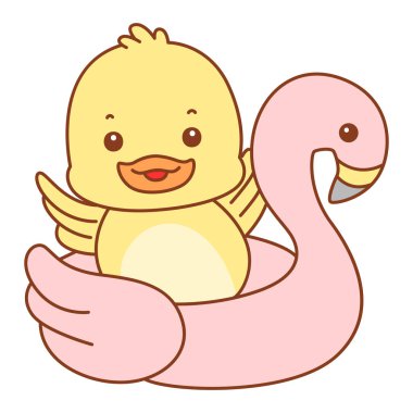 Şirin ördek vektör ikonu. Komik bebek ördek hayvan serisi örnekleri. Yumuşak Ördek Tasarımları Hayatı.