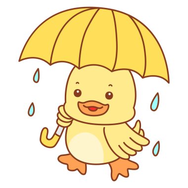 Şirin ördek vektör ikonu. Komik bebek ördek hayvan serisi örnekleri. Yumuşak Ördek Tasarımları Hayatı.