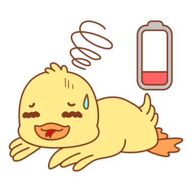 Şirin ördek vektör ikonu. Komik bebek ördek hayvan serisi örnekleri. Yumuşak Ördek Tasarımları Hayatı.