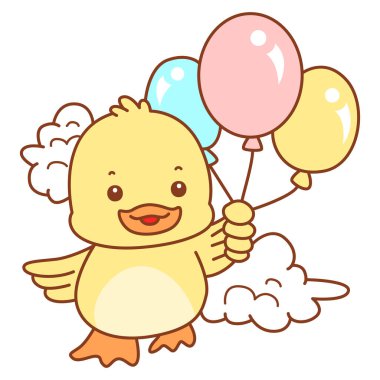 Şirin ördek vektör ikonu. Komik bebek ördek hayvan serisi örnekleri. Yumuşak Ördek Tasarımları Hayatı.