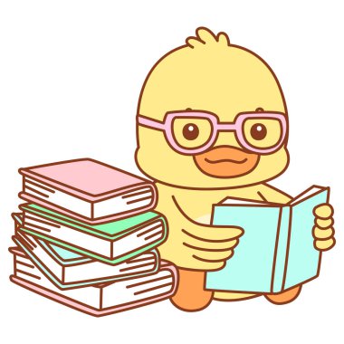 Şirin ördek vektör ikonu. Komik bebek ördek hayvan serisi örnekleri. Yumuşak Ördek Tasarımları Hayatı.