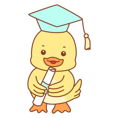 Şirin ördek vektör ikonu. Komik bebek ördek hayvan serisi örnekleri. Yumuşak Ördek Tasarımları Hayatı.