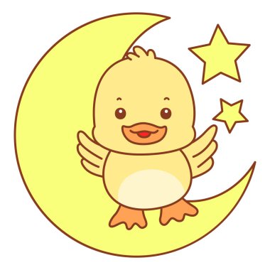 Şirin ördek vektör ikonu. Komik bebek ördek hayvan serisi örnekleri. Yumuşak Ördek Tasarımları Hayatı.