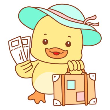 Şirin ördek vektör ikonu. Komik bebek ördek hayvan serisi örnekleri. Yumuşak Ördek Tasarımları Hayatı.