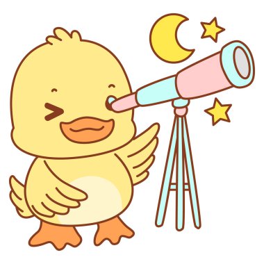 Şirin ördek vektör ikonu. Komik bebek ördek hayvan serisi örnekleri. Yumuşak Ördek Tasarımları Hayatı.