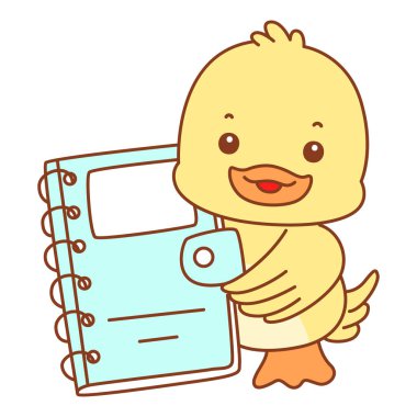 Şirin ördek vektör ikonu. Komik bebek ördek hayvan serisi örnekleri. Yumuşak Ördek Tasarımları Hayatı.