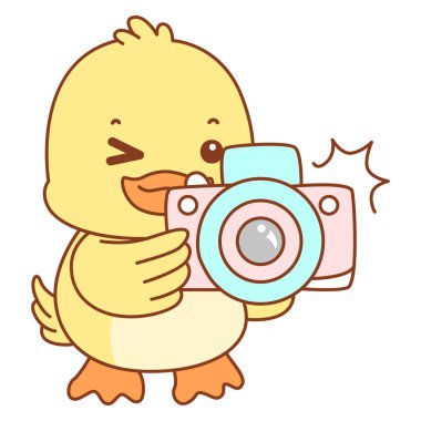 Şirin ördek vektör ikonu. Komik bebek ördek hayvan serisi örnekleri. Yumuşak Ördek Tasarımları Hayatı.