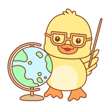 Şirin ördek vektör ikonu. Komik bebek ördek hayvan serisi örnekleri. Yumuşak Ördek Tasarımları Hayatı.