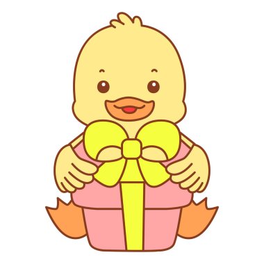 Şirin ördek vektör ikonu. Komik bebek ördek hayvan serisi örnekleri. Yumuşak Ördek Tasarımları Hayatı.