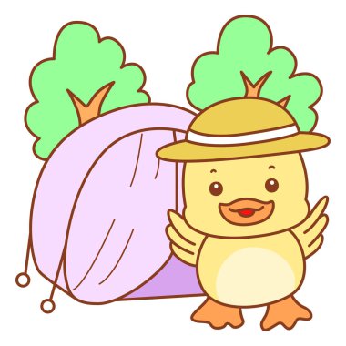 Şirin ördek vektör ikonu. Komik bebek ördek hayvan serisi örnekleri. Yumuşak Ördek Tasarımları Hayatı.