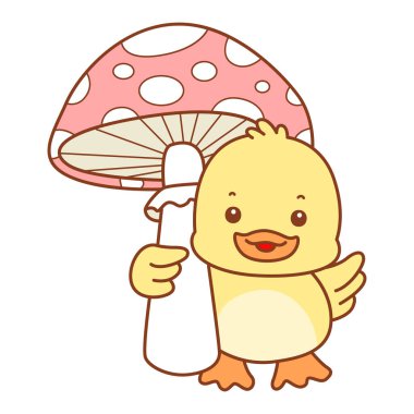 Şirin ördek vektör ikonu. Komik bebek ördek hayvan serisi örnekleri. Yumuşak Ördek Tasarımları Hayatı.