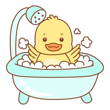 Şirin ördek vektör ikonu. Komik bebek ördek hayvan serisi örnekleri. Yumuşak Ördek Tasarımları Hayatı.