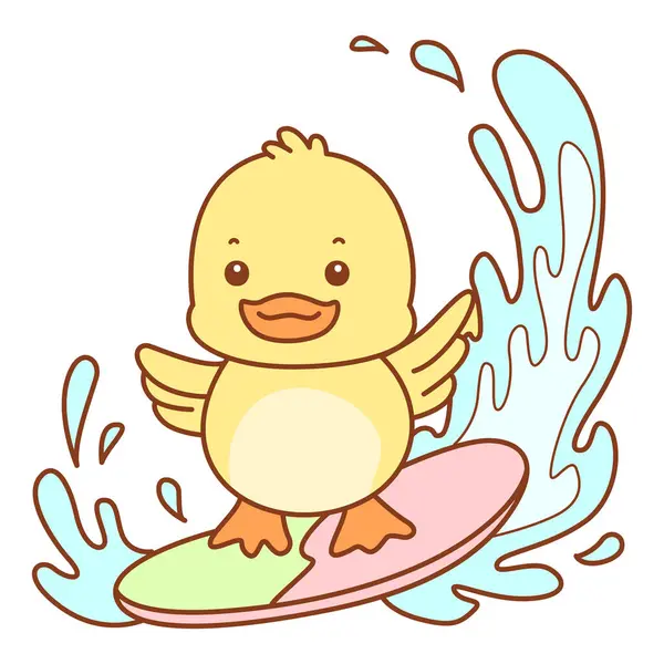 Şirin ördek vektör ikonu. Komik bebek ördek hayvan serisi örnekleri. Yumuşak Ördek Tasarımları Hayatı.