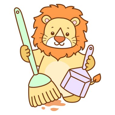 Şirin Aslan vektör ikonu. Komik bebek aslan hayvan serisi illüstrasyonu. Yumuşak Aslan Tasarımları 'nın hayatı.